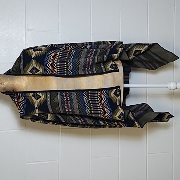 Ruff Hewn Small Open Front Western Aztec Geometric Design Cardigan - Picture 6 of 6